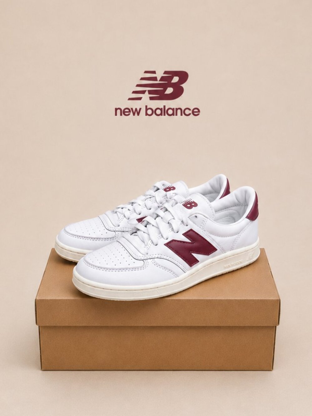 New Balance CT500 White Burgundy Leather Court Sneakers CT500LPB Mens 8